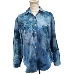 Lauren, Ralph Lauren. Upcycled, Tie-Dye Button-Up Shirt. Size: Medium